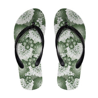 Sage Green Aloha Hawaii Flip Flops Monstera Hibiscus Plumeria Seamless Vibes - Polynesian Pride