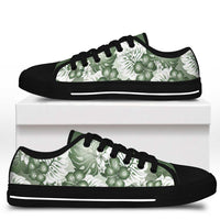 Sage Green Aloha Hawaii Low Top Shoes Monstera Hibiscus Plumeria Seamless Vibes - Polynesian Pride