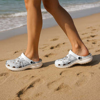 Samoa Siapo Elegant Clogs Shoes Hibiscus White Motifs - Polynesian Pride