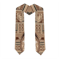 Samoa Siapo Elegant Graduation Stole Hibiscus Chocolate Brown Motifs