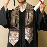 Samoa Siapo Elegant Graduation Stole Hibiscus Chocolate Brown Motifs