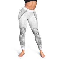 Samoa Siapo Elegant Leggings Hibiscus White Motifs - Polynesian Pride