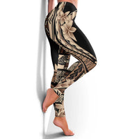 Samoa Siapo Mamanu Leggings Plumeria Black Motifs