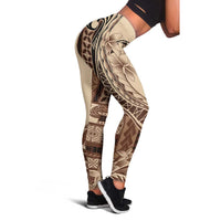 Samoa Siapo Mamanu Leggings Plumeria Mocha Motifs