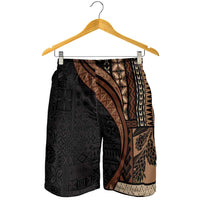 Samoa Siapo Tapa Pattern Half Style Shorts for Men Black Color - Polynesian Pride