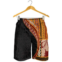 Samoa Siapo Tapa Pattern Half Style Shorts for Men Yellow Color - Polynesian Pride