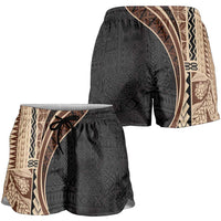 Samoa Siapo Tapa Pattern Half Style Shorts for Women Beige Color - Polynesian Pride