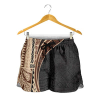 Samoa Siapo Tapa Pattern Half Style Shorts for Women Beige Color - Polynesian Pride