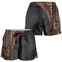 Samoa Siapo Tapa Pattern Half Style Shorts for Women Black Color - Polynesian Pride