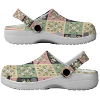 Seamless Pattern Maile and Pikake Lei Clogs Shoes Squares Maile Leaf - Polynesian Pride