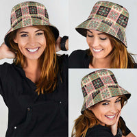 Seamless Pattern Pikake Lei Bucket Hat Floral Squares Pikake - Polynesian Pride