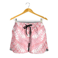 Soft Pink Mermaid Puakenikeni Maile Lei Shorts for Women