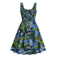 Solomon Islands Meri Kirihimete Midi Dress Pacific Patchwork Xmas Vibes - Polynesian Pride