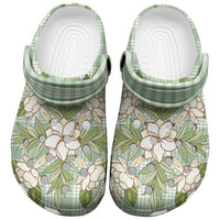 Squares Maile Leaf Clogs Shoes Turquoise Palaka Hawaiian Quilt Pattern - Polynesian Pride