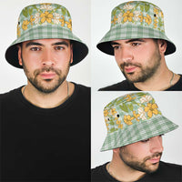 Squares Puakenikeni and Kalo Bucket Hat Turquoise Palaka Hawaiian Quilt Pattern - Polynesian Pride