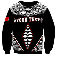 (Custom Personalised) Tonga Sweatshirt Tongan Kupesi Pattern LT13 Unisex Black - Polynesian Pride