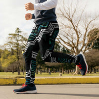 Taniko Aotearoa Mix Paua Shell Jogger Pants Niho Taniwha Turquoise Glitter - Polynesian Pride