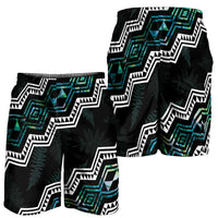 Taniko Aotearoa Mix Paua Shell Shorts for Men Niho Taniwha Turquoise Glitter - Polynesian Pride