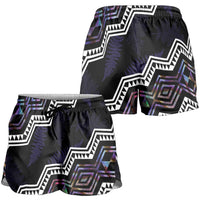 Taniko Aotearoa Mix Paua Shell Shorts for Women Niho Taniwha Lilac Glitter - Polynesian Pride