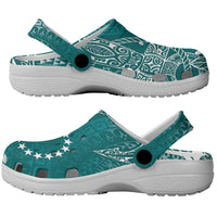 Teal Kuki Airani Tapakau Clogs Shoes Tribal Anchor Mix Tiare LT7 - Polynesian Pride