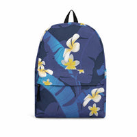 Teal Purple Banana Leaf Hawaii Backpack Lau Maia Plumeria Tropical Summer Vibes
