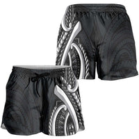 Traditional Art Hawaiian Kakau Tattoos Shorts for Women White LT03