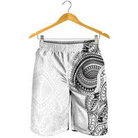 Traditional Polynesian Art Tattoos Shorts for Men White Color - Polynesian Pride