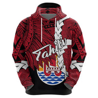 Tahiti Polynesian Hoodie Tribal Wave Tattoo Flag Style