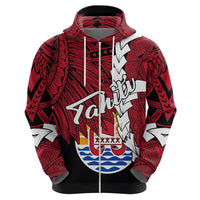 Tahiti Polynesian Hoodie Tribal Wave Tattoo Flag Style
