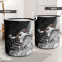 Personalized New Zealand Football Laundry Basket Kiwi Mascot with Silver Fern - Maori Tribal Tattoo Art TS04 - Polynesian Pride