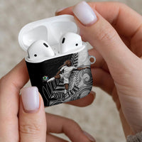 Personalized New Zealand Football AirPods Case Kiwi Mascot with Silver Fern - Maori Tribal Tattoo Art TS04 - Polynesian Pride