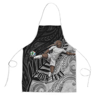 Personalized New Zealand Football Apron Kiwi Mascot with Silver Fern - Maori Tribal Tattoo Art TS04 Black White - Polynesian Pride