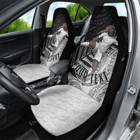 Personalized New Zealand Football Car Seat Cover Kiwi Mascot with Silver Fern - Maori Tribal Tattoo Art TS04 - Polynesian Pride