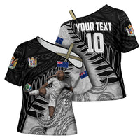 Personalized New Zealand Football Cross Shoulder Shirt Kiwi Mascot with Silver Fern - Maori Tribal Tattoo Art TS04 - Polynesian Pride