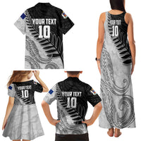 Personalized New Zealand Football Family Matching Tank Maxi Dress and Hawaiian Shirt Kiwi Mascot with Silver Fern - Maori Tribal Tattoo Art TS04 - Polynesian Pride