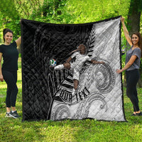 Personalized New Zealand Football Quilt Kiwi Mascot with Silver Fern - Maori Tribal Tattoo Art TS04 - Polynesian Pride