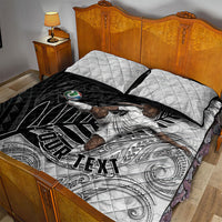 Personalized New Zealand Football Quilt Bed Set Kiwi Mascot with Silver Fern - Maori Tribal Tattoo Art TS04 - Polynesian Pride
