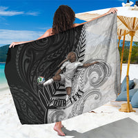 Personalized New Zealand Football Sarong Kiwi Mascot with Silver Fern - Maori Tribal Tattoo Art TS04 One Size 44 x 66 inches Black White - Polynesian Pride