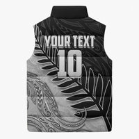 Personalized New Zealand Football Sleeveless Puffer Jacket Kiwi Mascot with Silver Fern - Maori Tribal Tattoo Art TS04 - Polynesian Pride