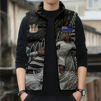 Personalized New Zealand Football Sleeveless Puffer Jacket Kiwi Mascot with Silver Fern - Maori Tribal Tattoo Art TS04 - Polynesian Pride