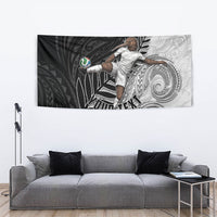 Personalized New Zealand Football Tapestry Kiwi Mascot with Silver Fern - Maori Tribal Tattoo Art TS04 - Polynesian Pride