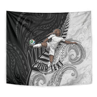 Personalized New Zealand Football Tapestry Kiwi Mascot with Silver Fern - Maori Tribal Tattoo Art TS04 - Polynesian Pride