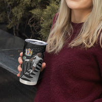Personalized New Zealand Football Tumbler Cup Kiwi Mascot with Silver Fern - Maori Tribal Tattoo Art