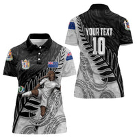 Personalized New Zealand Football Women Polo Shirt Kiwi Mascot with Silver Fern - Maori Tribal Tattoo Art TS04 - Polynesian Pride