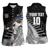 Personalized New Zealand Football Women Sleeveless Polo Shirt Kiwi Mascot with Silver Fern - Maori Tribal Tattoo Art TS04 - Polynesian Pride