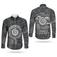 Hawaiian Piko Couples Matching Off Shoulder Maxi Dress and Long Sleeve Button Shirt Cultural Anchor Connect Your Roots Ocean Waves