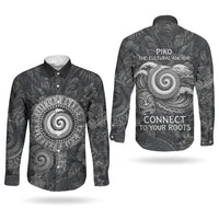 Hawaiian Piko Couples Matching Off The Shoulder Long Sleeve Dress and Long Sleeve Button Shirt Cultural Anchor Connect Your Roots Ocean Waves