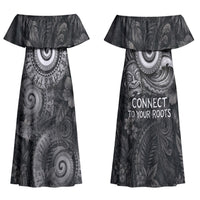 Hawaiian Piko Family Matching Off Shoulder Maxi Dress and Hawaiian Shirt Cultural Anchor Connect Your Roots Ocean Waves