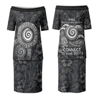 Hawaiian Piko Family Matching Puletasi and Hawaiian Shirt Cultural Anchor Connect Your Roots Ocean Waves