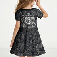 Hawaiian Piko Kid Short Sleeve Dress Cultural Anchor Connect Your Roots Ocean Waves